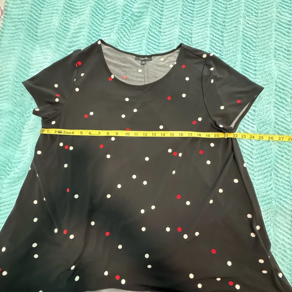 Alfani Black Polka Dot Short Sleeve Top - Picture 4 of 8